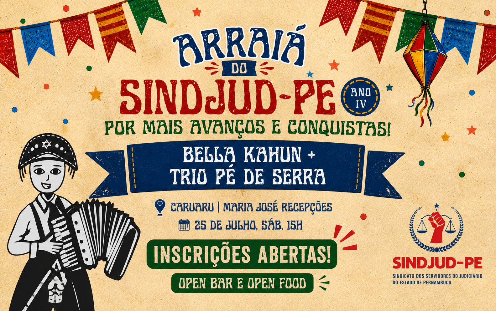 SIte – Arraiá (2) INSCRIÇÕES ABERTAS PARA O ARRAIÁ DO SINDJUD-PE EM CARUARU